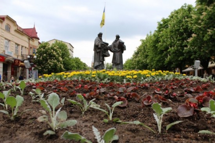 "Вишита" квіткова клумба з'явилась в одному із райцентрів Закарпаття