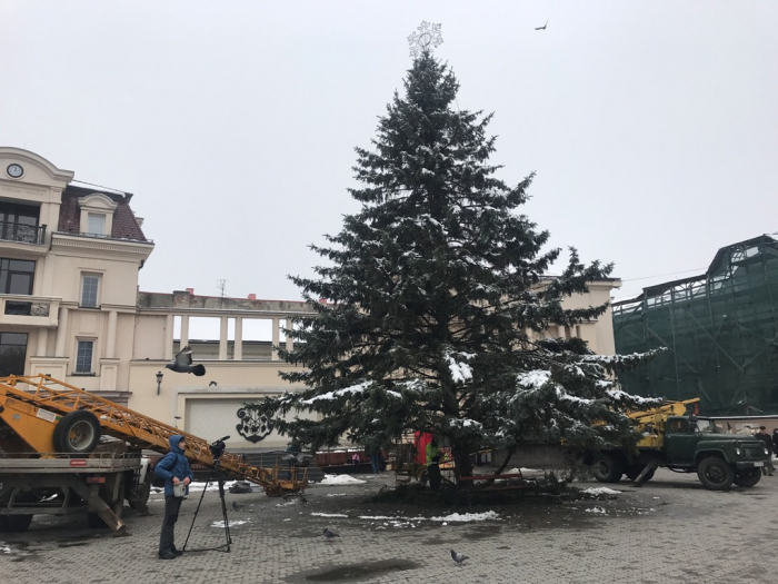 В Ужгороді почали прикрашати ялинку (ФОТОФАКТ)