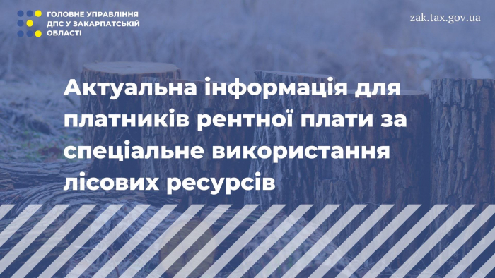 Закарпатська ДПС: інформація для платників рентної плати за спеціальне використання лісових ресурсів