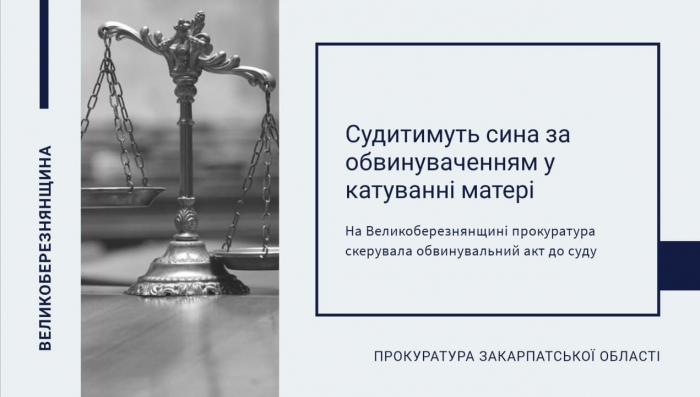 На Великоберезнянщині судитимуть сина, який катував свою 72-річну матір