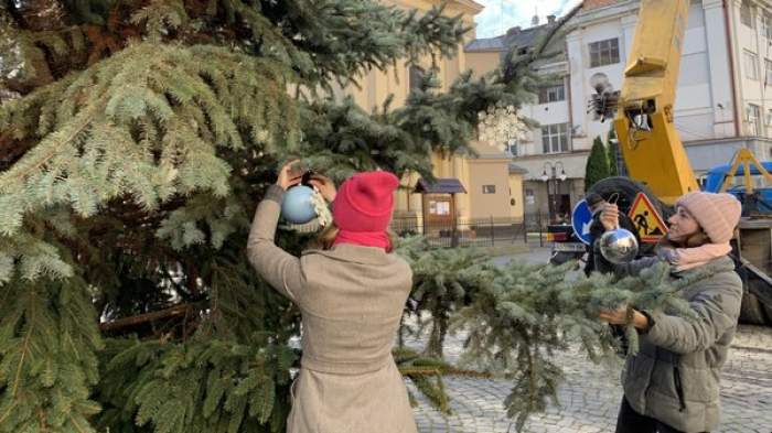 Новорічну ялинку в Берегові на Закарпатті прикрасять у біло-блакитних тонах