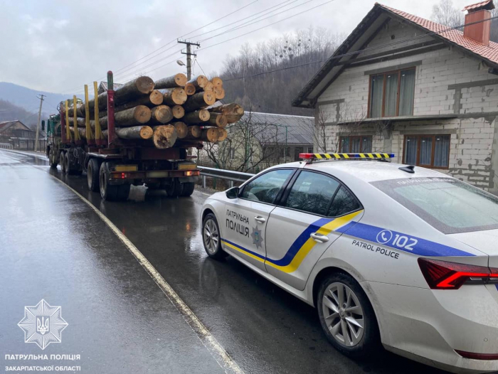 На Закарпатті зупинили вантажівку, що перевозила "сумнівну" деревину (ФОТО)