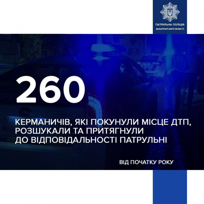 Закарпатські патрульні розшукали 260 водіїв, які покинули місце ДТП