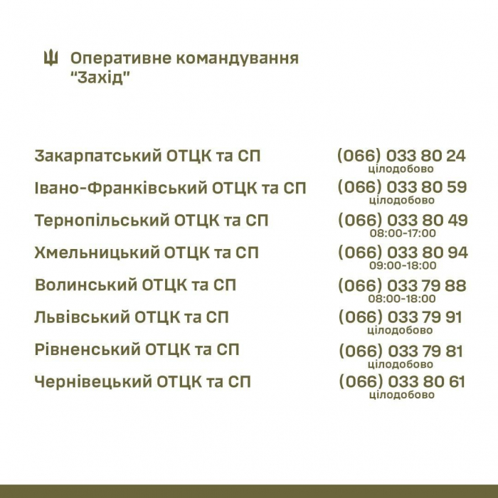 У Закарпатському ОТЦК та СП оновили номер «гарячої лінії»

