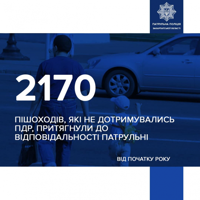 Понад 2000 пішоходів вже оштрафували цьогоріч закарпатські патрульні